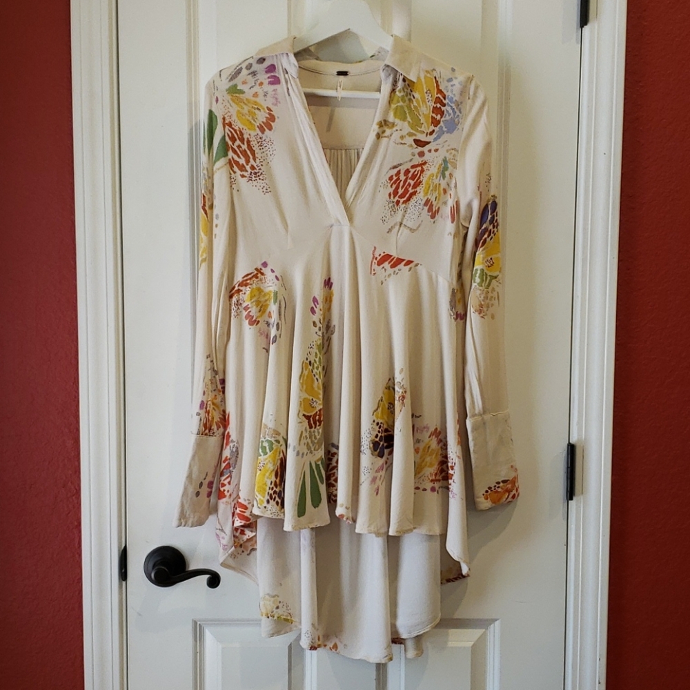 FREE PEOPLE Ivory Field of Butterflies Tunic. sz XS - Picture 5 of 16